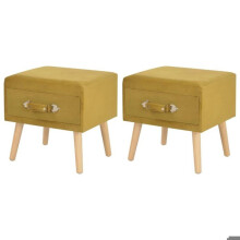 Mesa de noite, cabeceira, cômoda, armário, móvel de quarto 2 pcs 40x35x40 cm veludo mostarda 1402048