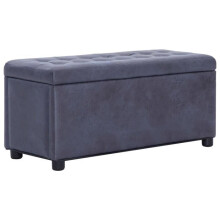 Banket pouf kruk meubelpouf opbergruimte 87 cm grijs synthetisch suède 3002129