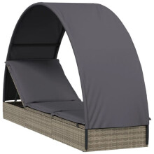 Transat - HELLOSHOP26 - Techo redondo - Acero y resina trenzada - 211 x 57 x 140 cm - Gris