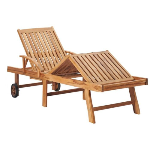 Transat - Helloshop26 - Pack de 2 - Madera de teca - Respaldo ajustable - Cojín rojo 1