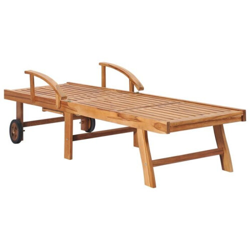 Transat - Helloshop26 - Pack de 2 - Madera de teca - Respaldo ajustable - Cojín rojo 2