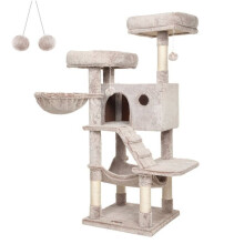 Kattenboom - HELLOSHOP26 - 49 x 49 x 135 cm - Pluche stof 500 g/m² - Ruime nis - Sisalpalen