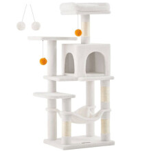 Kattenboom - HELLOSHOP26 - 143 cm - Beige - Multi-niveaus - 2 gevoerde platforms