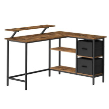 Mesa em L - HELLOSHOP26 - 105 x 135 x 89,5 cm - 2 gavetas - Reversível - Aço robusto