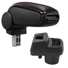 Apoyabrazos central - HELLOSHOP26 - Opel Corsa F - Simil negro - Costura roja - Montaje fácil