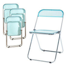 Chaises pliantes - HELLOSHOP26 - Lot de 4 - Bleu clair transparent - Acier chromé - Polycarbonate