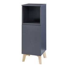 Badezimmer-Schrank - HELLOSHOP26 - 86 x 30 x 30 cm - MDF - 3 Ablageebenen - Grau mit Holz-Effekt