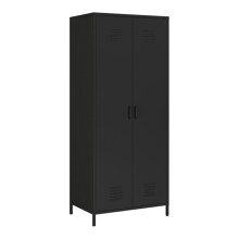 Armoire étagère - HELLOSHOP26 - 180 x 76 x 50 cm - Métal noir mat - 2 portes - 5 compartiments