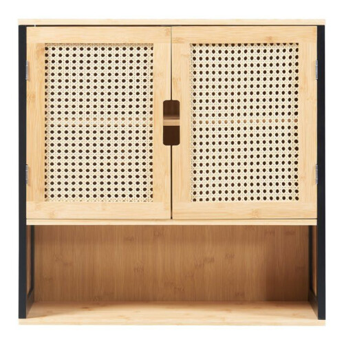 Armadio a muro - HELLOSHOP26 - 60x60x20 cm - 2 porte - MDF e bambù - Design senza tempo 1