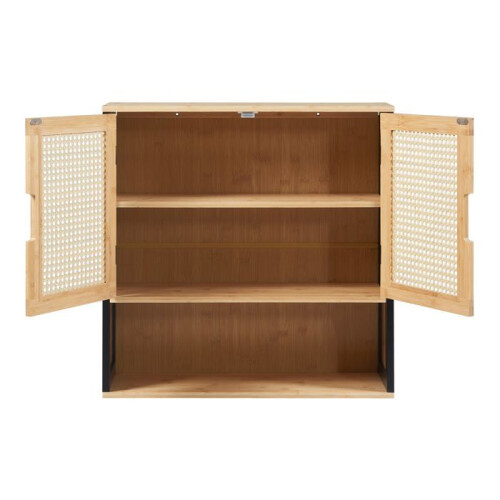 Armadio a muro - HELLOSHOP26 - 60x60x20 cm - 2 porte - MDF e bambù - Design senza tempo 2