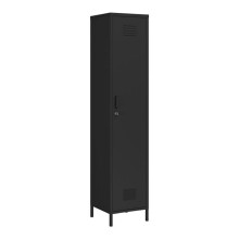 Armário Estante - HELLOSHOP26 - 180x38x38 cm - Metal preto fosco - 2 prateleiras ajustáveis - Design moderno
