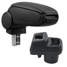 Bracciolo centrale - HELLOSHOP26 - Opel Corsa F - Similpelle nera - Cucitura nera - Montaggio facile