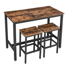 Tavolo e sedie da bar - HELLOSHOP26 - Lotto industriale - 2 sgabelli - Finitura marrone rustico - 4 posti