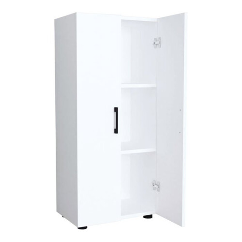 Armoire - HELLOSHOP26 - Polyvalente - 2 portes - 3 étagères - Blanc
