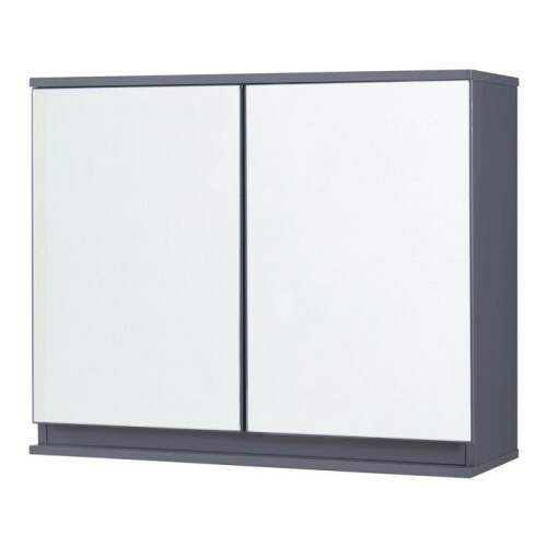 Armadio a muro - HELLOSHOP26 - Bagno - Specchio - 2 porte - Grigio