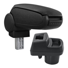 Bracciolo centrale - HELLOSHOP26 - Opel Corsa F - Tessuto nero - Cucitura nera - Montaggio facile