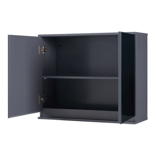Armadio a muro - HELLOSHOP26 - Bagno - Specchio - 2 porte - Grigio 1