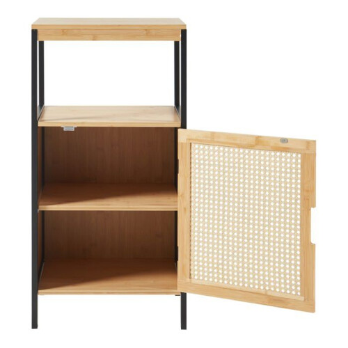 Armadio da bagno - HELLOSHOP26 - 80x40x35 cm - MDF - Bambù - Rattan 2