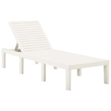 Transat chaise longue baño de sol cama de jardín terraza mueble de exterior plástico blanco 02_0012786