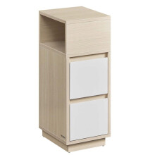 Mesa de cabeceira - HELLOSHOP26 - Conjunto de 2 - 2 gavetas - Compartimento aberto - Bege natural