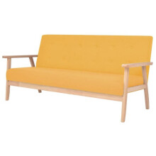Sofá 2 lugares - HELLOSHOP26 - Amarelo - Tecido poliéster - Estrutura em madeira maciça - Conforto macio
