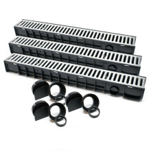 Caniveau de drainage - HELLOSHOP26 - Lot de 3 - Acier galvanisé - 1 mètre - 1,5 tonnes