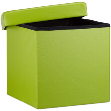 "Pufe taburete dobrável móvel de armazenamento estável sintético 38 cm verde 13_0002806_7"