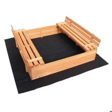 "Recipiente di sabbia con coperchio pieghevole 2 panchine integrate 98 cm in legno di abete 16_0002201"