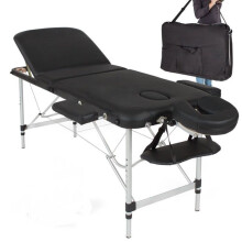 Faltbare Massagetisch mit dickem Polster, 3 Zonen, tragbar aus Aluminium, schwarze Abdeckung 08_0000451