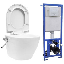 Complete set wandtoilet zonder rand en verborgen reservoir wit keramiek 02_0003576