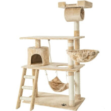 Árvore para gatos arranhador caixa de brinquedo para animais peluche bege 141 cm 08_0000513
