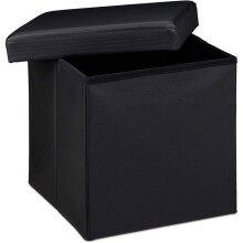 Opvouwbare poef banket meubel met opslag stabiel synthetisch 38 cm zwart 13_0002806_3