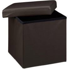 Vouwbaar pouf tabouret bank meubel voor opslag stabiel synthetisch 38 cm bruin 13_0002806_5
