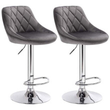 Conjunto de 2 cadeiras de bar em veludo cinza escuro 19_0000395