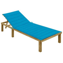 Transat - HELLOSHOP26 - Madera de pino impregnada - Cojín azul - Respaldo ajustable