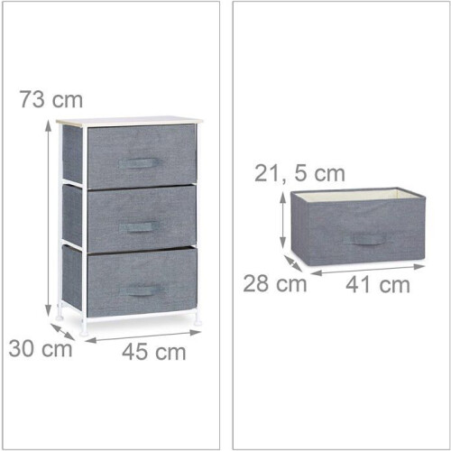 Prateleira com gavetas de tecido 73 cm cinza 13_0002581 1