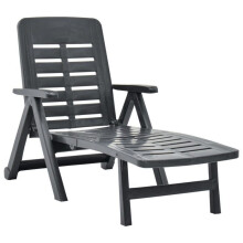 Transat chaise longue bañador de sol cama de jardín terraza mueble de exterior plegable plástico antracita 02_0012879