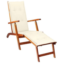 Tumbona - Acacia - Mueble de jardín - Resistente a las inclemencias del tiempo - Ajustable en 3 posiciones - Con cojín