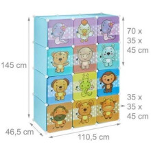 Étagère rangement enfants casier modulable plastique animaux penderie armoire bleu 13_0001209_2