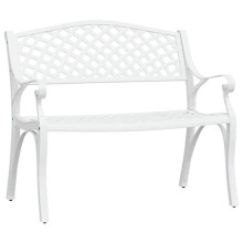 Banc de jardin meuble de patio d'extérieur terrasse 102 x 50 x 83 cm aluminium coulé blanc 02_0011145