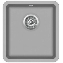 Fregadero de cocina de granito, tazón único 42 x 46 cm gris 02_0002330