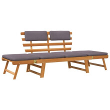 Chaise longue de 190 cm con cojín 2-en-1 de madera sólida de acacia 02_0011866