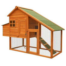 Poulailler avec espaces extérieurs et nichoir en bois de sapin 171 cm brun 16_0000579