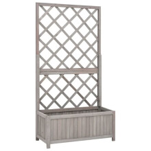 Jardinière à treillis de jardin 70 x 30 x 135 cm bois de sapin gris