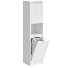 Badezimmermöbel - HELLOSHOP26 - Hoher Stauraum - Abnehmbarer Wäschekorb - Höhenverstellbares Regal - Weiß