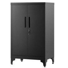 Caixa de escritório - HELLOSHOP26 - Armário de 2 portas - Metal preto - Dimensões 40x60x90 cm - Bloqueável