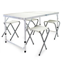 Set di tavolo e sgabelli da campeggio 120 cm in alluminio mobili pieghevoli da giardino outdoor 16_0002494