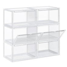 Organizador de sapatos - HELLOSHOP26 - Conjunto de 18 - Empilhável - Transparente - Ventilação integrada