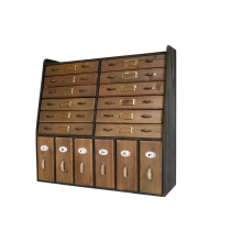 Vintage-Style Wooden Wall Cabinet with Multi-Drawer Storage