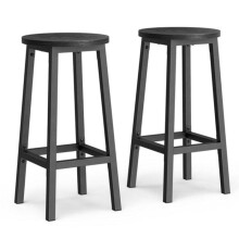 Barkrukken - HELLOSHOP26 - Set van 2 - Robuust staal - Hout zwart - Tijdloos ontwerp